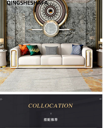 A2-7   new light luxury leather sofa living room combination size modern simple first-layer cowhide sofa