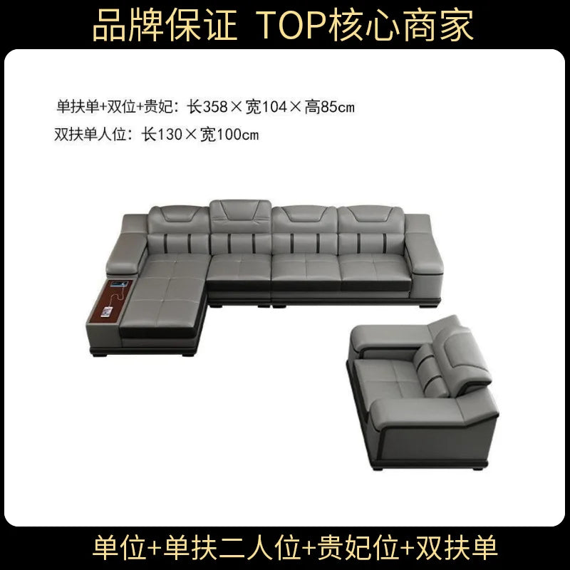 Genuine Leather Luxury Sofas Italian Minimalist Living Room Apartment Sofas Comfortable Straight Chaises De Salon Furnitures