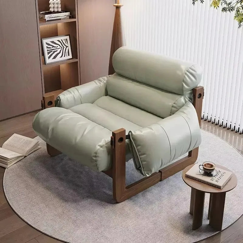 2025 Hot Sale Medieval Style Oil-wax Leather Single Sofa Leisure Chair Household Chair for Living Room