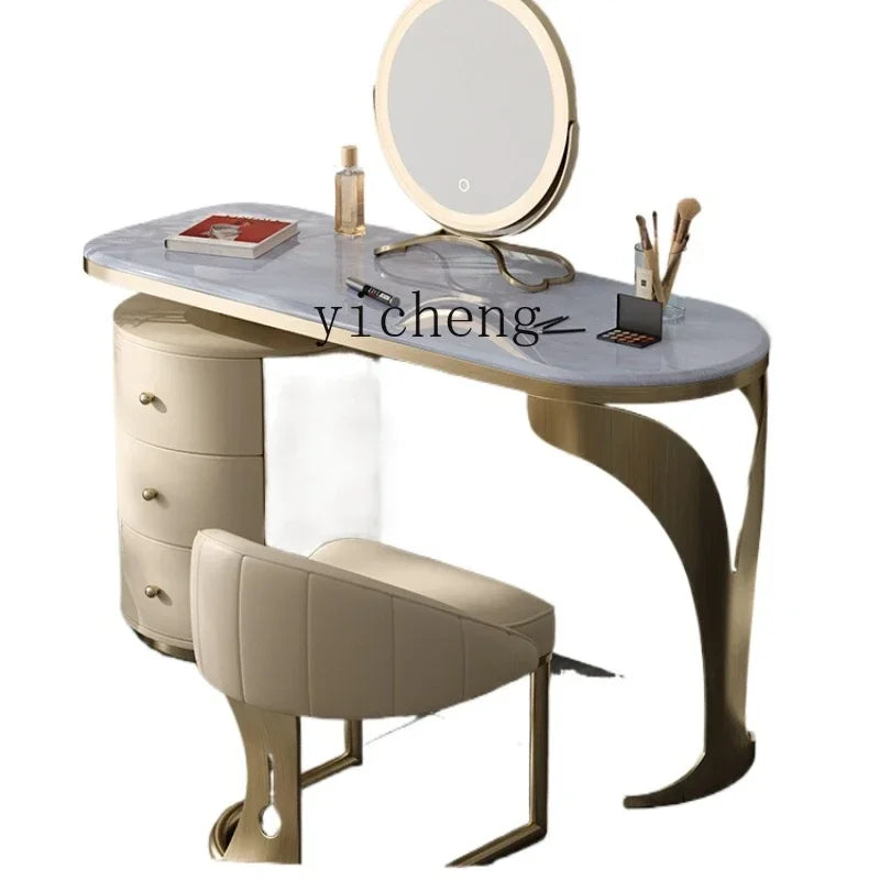 light luxury French luxury stone dresser chest cabinet integrated solid wood modern bedroom high-end makeup table