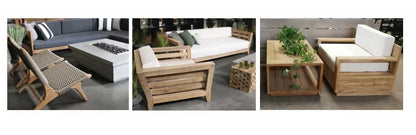 Modern aluminium garden armchair with flexible seating and natural woven chair for outdoor furniture