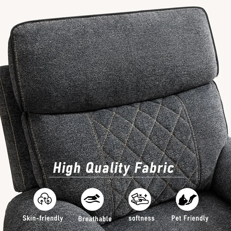HAOMARKETS Electric Recliner Chair, Soft Fabric Power Recliners with Metal Cup Holders, Single Overstuffed Heavy Duty Reclining