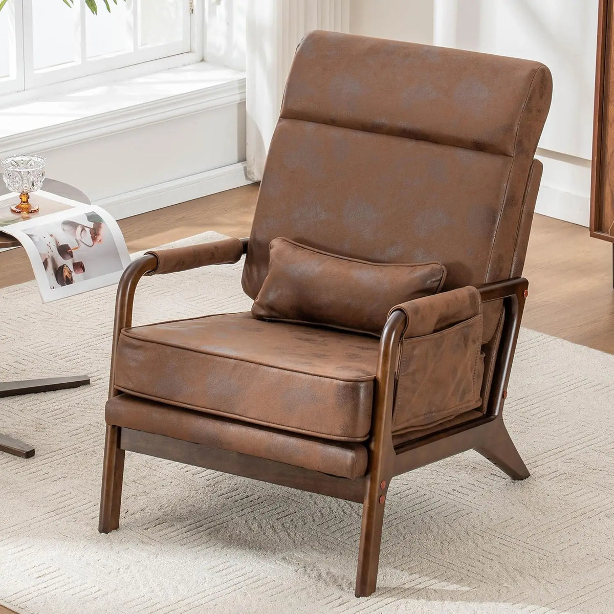 Mid Century Modern Chair Set of 2, Upholstered Lounge Arm Chair with Solid Wood Frame, Comfy Accent Chair for, Customized