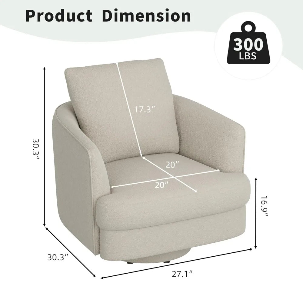Swivel Accent Chair,Modern 360 °Swivel Barrel Chair, Oversized Armchair with Curve Back and Soft Cushion, Customized