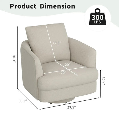 Swivel Accent Chair,Modern 360 °Swivel Barrel Chair, Oversized Armchair with Curve Back and Soft Cushion, Customized