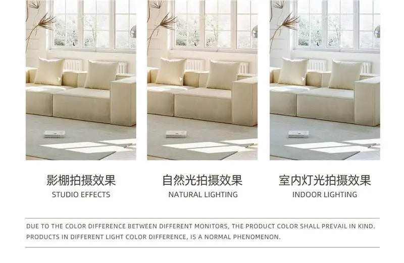 French Cream Color Fabric Compressed Sofa Living Room Straight Italian Minimalist Vacuum Sofa Packaging Home Furniture