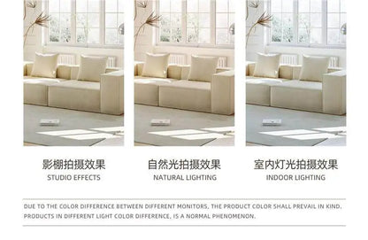 French Cream Color Fabric Compressed Sofa Living Room Straight Italian Minimalist Vacuum Sofa Packaging Home Furniture