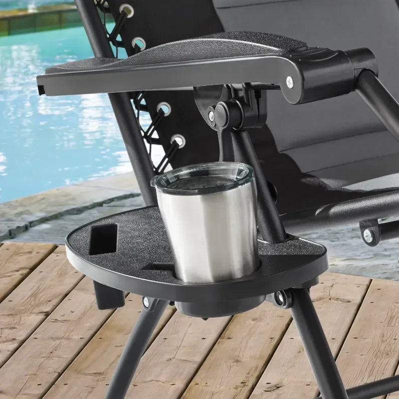 Oversized zero gravity chair bungee jumping sling recliner, gray and black