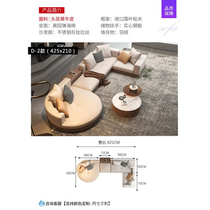 Italian minimalist Connelly leather sofa light luxury large and small apartment straight row three people first layer cowhide li