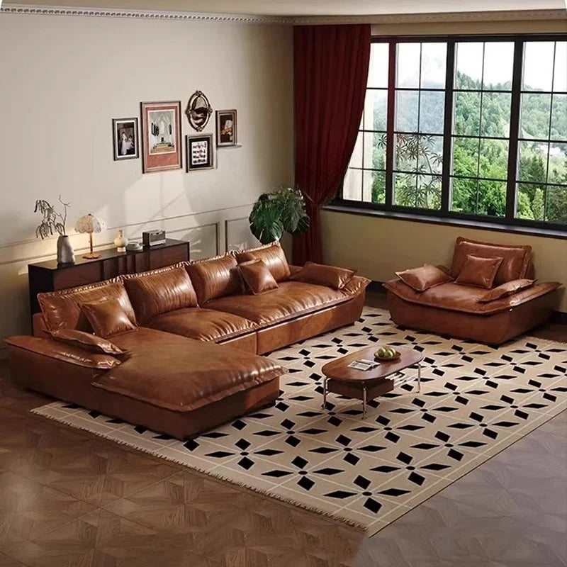 Lazy Leather Living Room Sofas Love Seat Nordic Minimalist Sectional Sofas Modern Relaxing Filling Sillon Cama Home Furniture