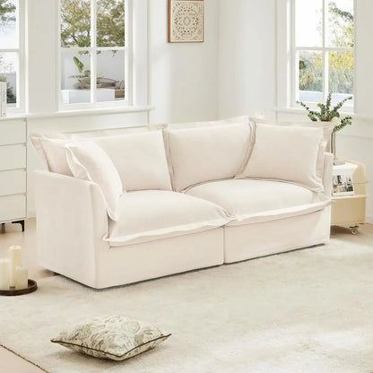 Oversized Modular Sectional Sofa, 83.4” Corduroy Loveseat Sofa Comfy 2-Seat Sofa Couch Upholstered Deep Seat Couches with