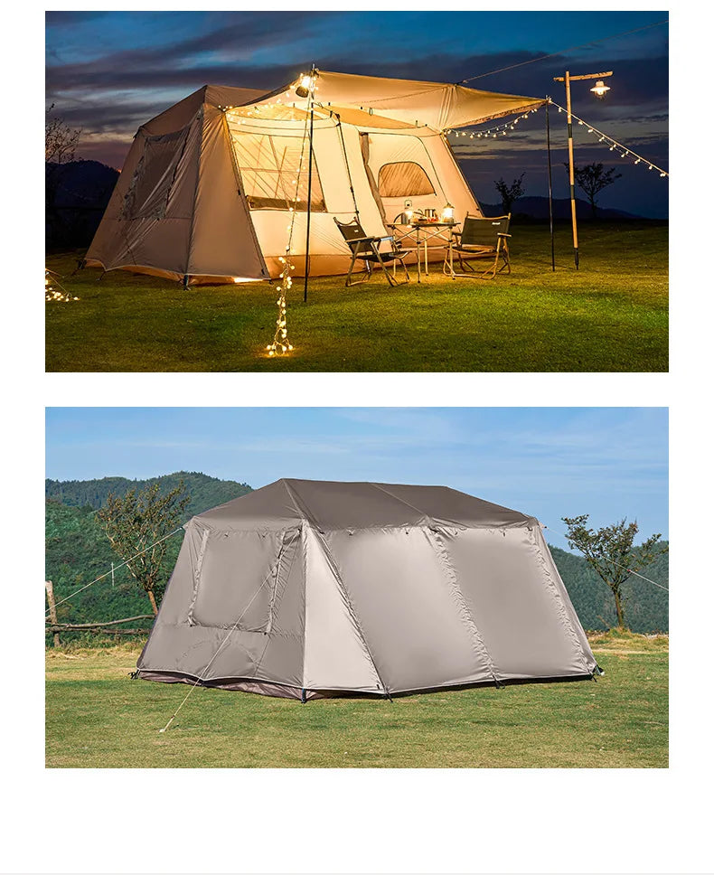 Cabin Tent 2 Room Large Family Camping Tent Automatic Quick Setup Waterproof UV Protection Outdoor 4 Season Ridge Tent