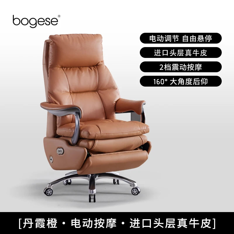 /Electric Leather Boss Chair Modern Design Comfortable Ergonomic Trendy Chair Swivel Arm Footrest Salon Silla Oficina Furniture