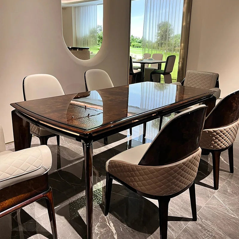 Light luxury solid wood dining table and chairs