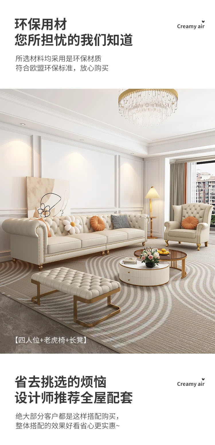 Designer Genuine Leather Sofas Fancy Living Room Lounge Floor Sofa Loveseat Modern Canape Salon De Luxe Apartment Furniture