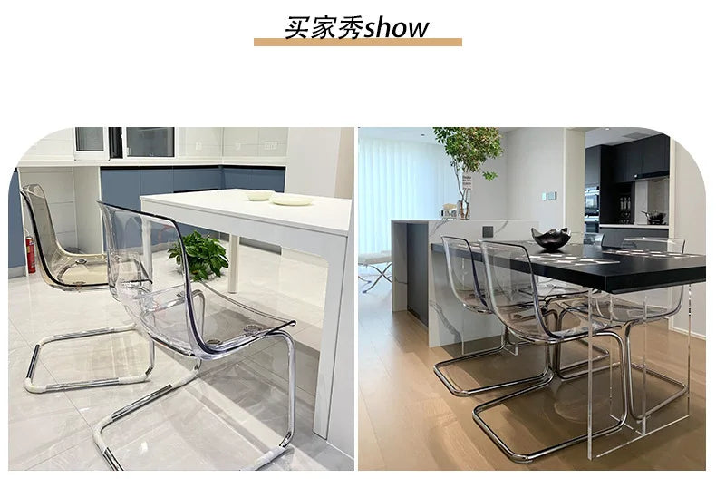Transparent Acrylic Toyas Chair, Home Backrest Dining Chair, Nordic Minimalist Designer Desk, Coffee Shop Dining Table Chairs