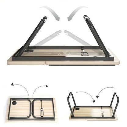 Ergonomic Lazy Computer Desk Integrated Foldable Design Height Adjustable Compact Practical Home Office Table Black