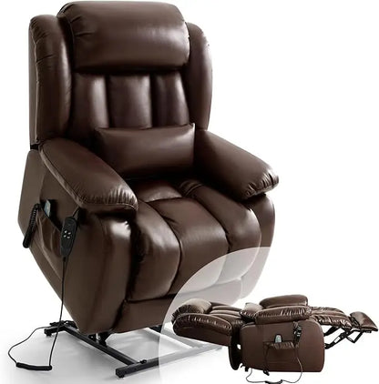Recliner Chair for Adults, Dual Motor Power Lift Chair, Infinite Position, Lay Flat Lift, Massage and Heating, Exten