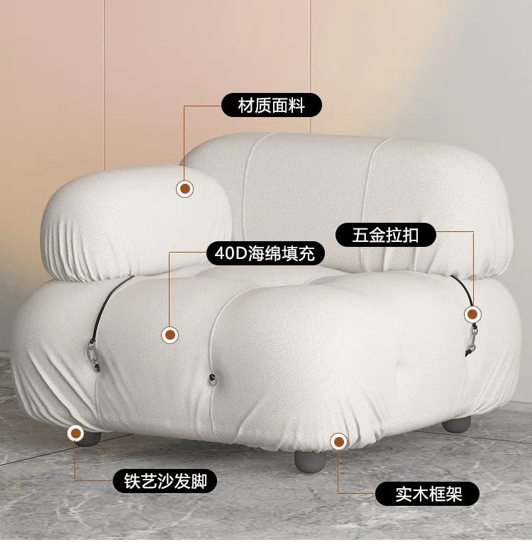Modular Sofa Set Reclining Sectional Cube Chair Modern Minimalist Nordic Fabric Living Room Furniture for Home Decor Sofas