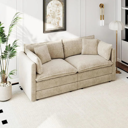 77.16 Inch Deep 2-Seater Sofas Comfy Chenille,Modular Sectional Sofa Modern Convertible Loveseat Couch