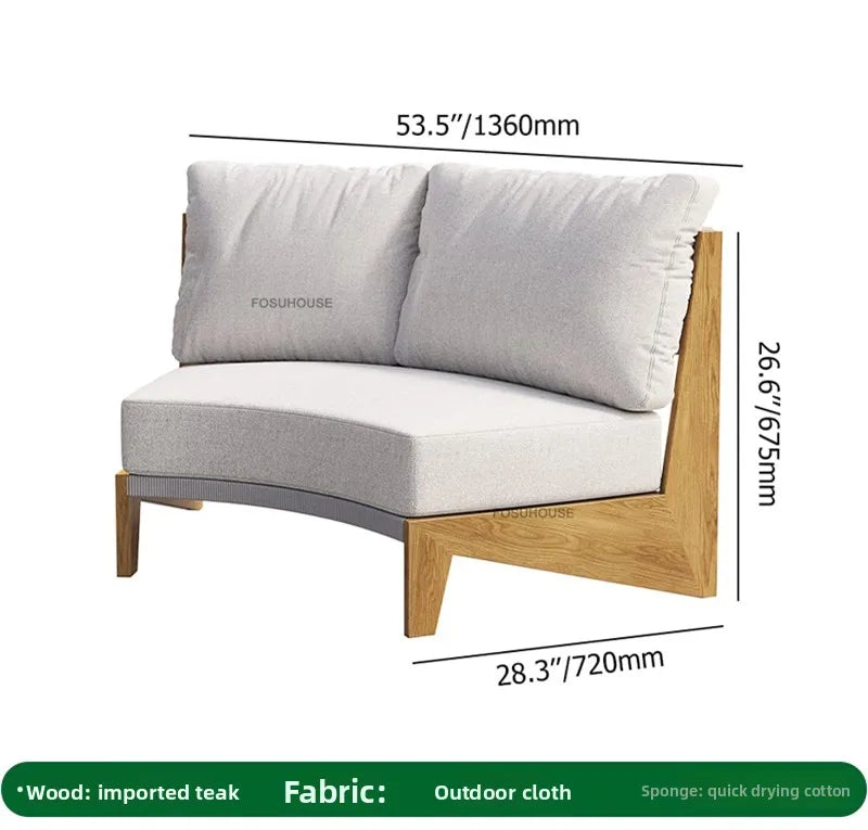 Designer Round Outdoor Sofas Combination Nordic Solid Wood Open-air Lounge Chair Home Patio Furniture Leisure Garden Sofa Chair