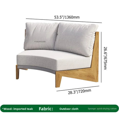 Designer Round Outdoor Sofas Combination Nordic Solid Wood Open-air Lounge Chair Home Patio Furniture Leisure Garden Sofa Chair