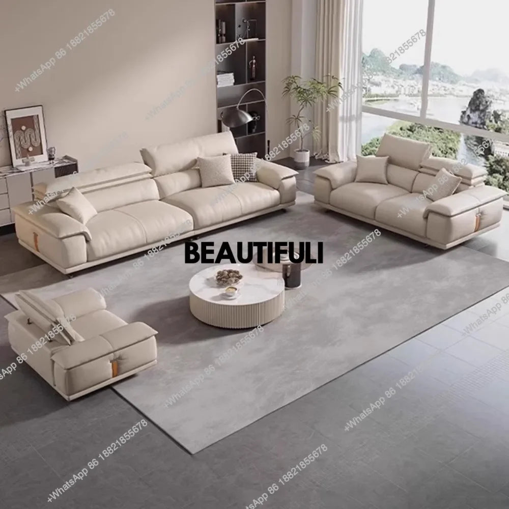 H Genuine Leather Italian Living Room Sofa Luxury Lounge Designer Minimalist Sofas Modern Family Muebles Furniture Decoration
