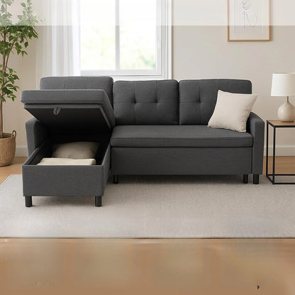 Sleeper Sofa Couch, Oversized Pull-Out Bed with Storage Chaise, Sectional Design for Living Room, Customized
