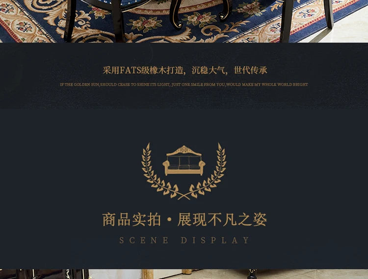 HTT marble dining table and chair combination carved round table for household8 people round  with turntable furniture