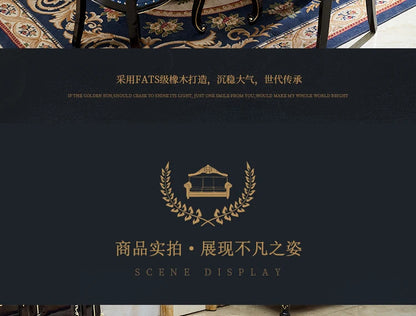 HTT marble dining table and chair combination carved round table for household8 people round  with turntable furniture