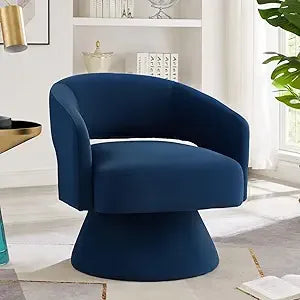 Swivel Barrel Chair, Modern Upholstered Velvet Accent Chair with Open Backrest, Comfy Single Sofa Chair Armchair with 360 Degree