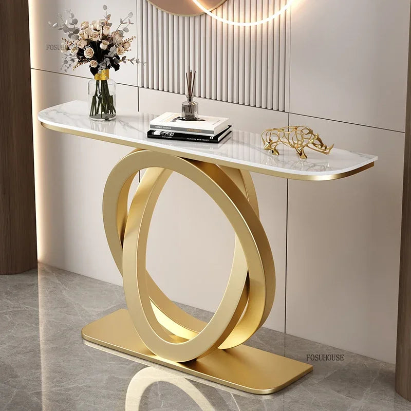 Luxury Iron Console Table Italian Semi-circular Entrance Cabinet Tables Home Furniture Creative Corridor Entryway Table