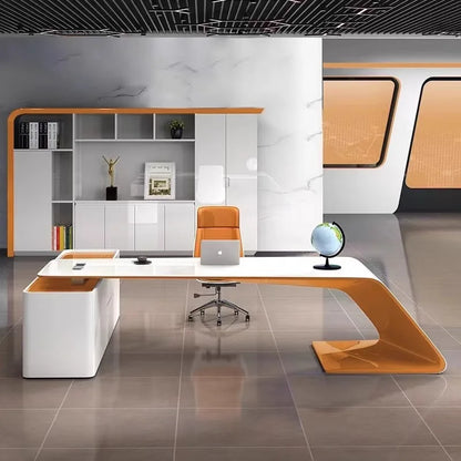 L Shaped Wooden Designer Office Desks Modern Luxury Drawers Large Computer Desks Asthetic Study Escritorio Office Furniture