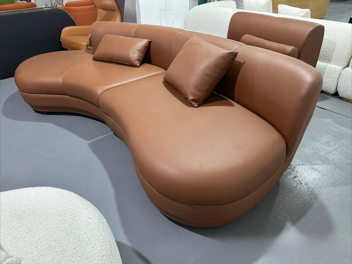 Italian minimalist sofa small apartment light luxury curved sofa moon arc cashew cream style fabric