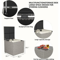 4-Seater All-Weather Outdoor Patio Furniture Set with Storage & Table, L-Shaped Sectional Sofa & Corner Couch - PE Rattan Wicker