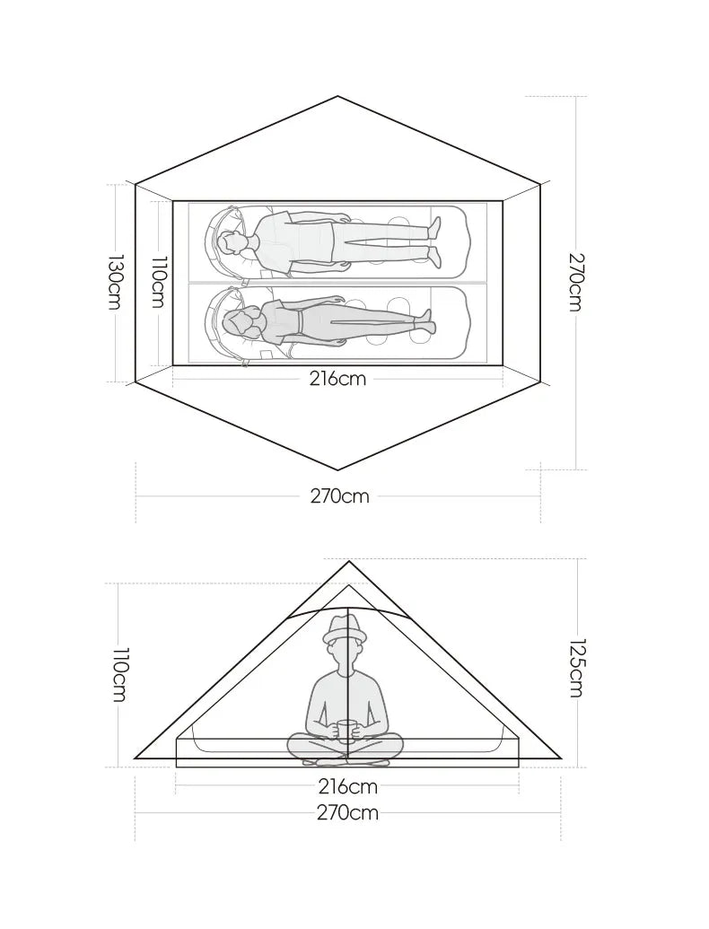LanShan 2 3F UL GEAR 2 Person 1 Person Outdoor Ultralight Camping Tent 3 Season 4 Season Professional 15D Silnylon Rodless Tent