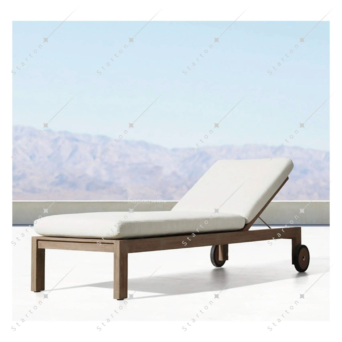 New Arrive Outdoor Wooden Teak Garden Set Daybed Chaise Lounge Furniture Teak Canopy Modern Solid Wood