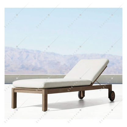 New Arrive Outdoor Wooden Teak Garden Set Daybed Chaise Lounge Furniture Teak Canopy Modern Solid Wood