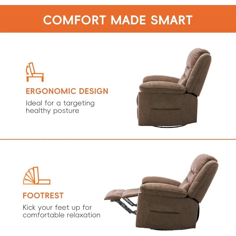 Ketaiyou Power Swivel Rocker Recliner with Massage and Heat,USB Port,Infinite Position, Oversized Electric Glider Rocking Chairs