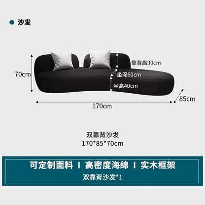 curved sofa, small apartment special-shaped black beauty salon hall, clothing store office rest area reception and negotiation