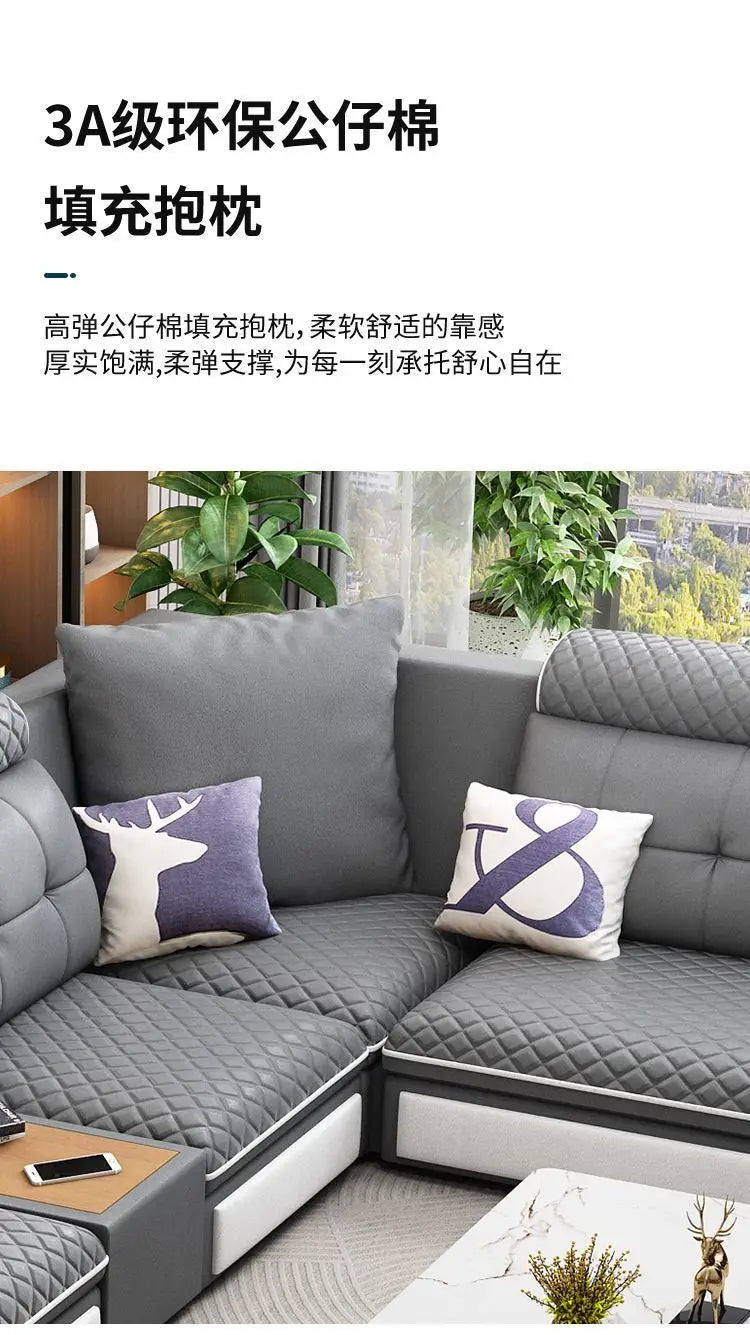 custom. [1856 People Collected] Simple Modern Large and Small Apartment Removable Fabric Sofa Set U-shaped Sofa Living Room Wash