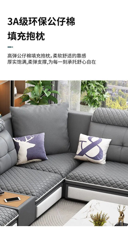 custom. [1856 People Collected] Simple Modern Large and Small Apartment Removable Fabric Sofa Set U-shaped Sofa Living Room Wash