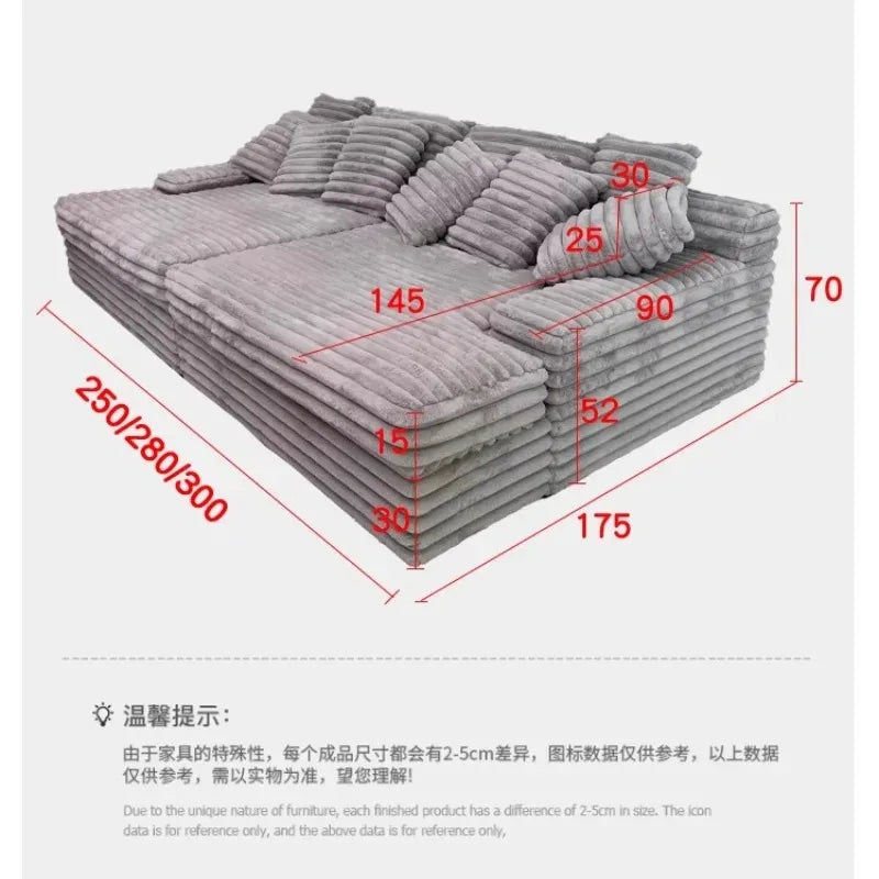 Nordic Sofabed Vacuum Compression Sofa Bed Modern Simple Lazy Sofa Bed  Thick Strip Velvet Large Sofa Bed Living Room Furniture