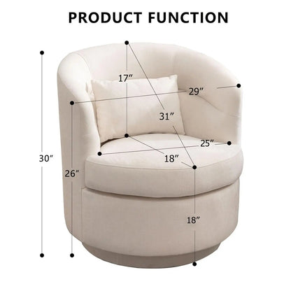 360° Swivel Barrel Chair Set 2 Comfy Upholstered Armchair with Pillow Living Room Bedroom Reading, Customized