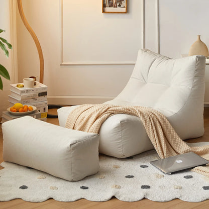 OTAUTAU Soft Cotton Bean Bag Cover Without Filler Chaise Lounge Recliner Sofa Bed Beanbag Pouf Sac with Footstool Ottoman SF027
