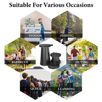 Portable Folding Stool Capacity Compact Camping Seat | Lightweight for Fishing Hiking Outdoor Events Subway Bus Commuting
