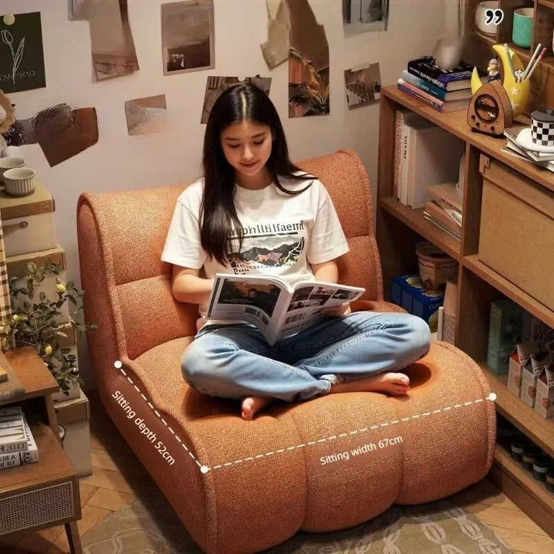 Lazy Sofa Single Leisure Sofa Chair Reclining Sleeping Balcony Bedroom Single Tatami Living Room Sofas with Footstool Furniture
