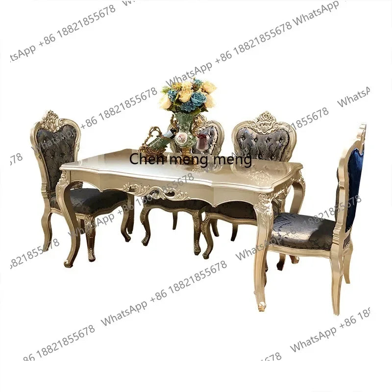 A07 French solid wood dining table and chair combination luxury carved dining table household rectangle