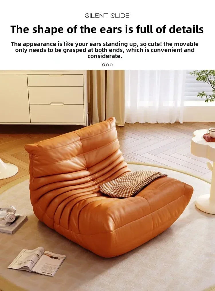 Caterpillar Sofa Living Room Single Bedroom Cloth Art Black Leather Lazy Man Sofa Bedroom Living Room Chair Sofa