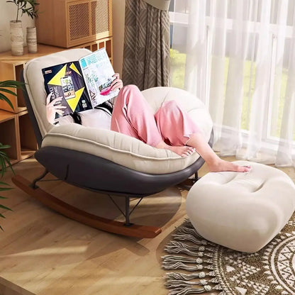 Elegant Nordic Rocking Chair for Living Room Single Penguin Chair Cozy Lazy Sofa Stylish Lounge Chair for Balcony and Patio
